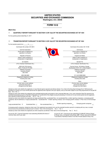 Thumbnail Carnival Corporation 10-Q Quarterly Report FY 
