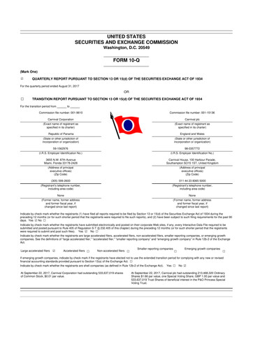 Thumbnail Carnival Corporation 10-Q Quarterly Report FY 