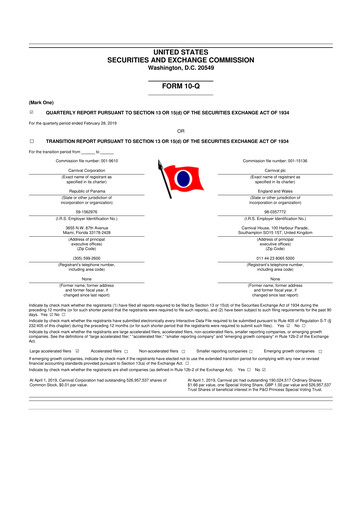 Thumbnail Carnival Corporation 10-Q Quarterly Report FY 