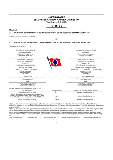 Thumbnail Carnival Corporation 10-Q Quarterly Report FY 