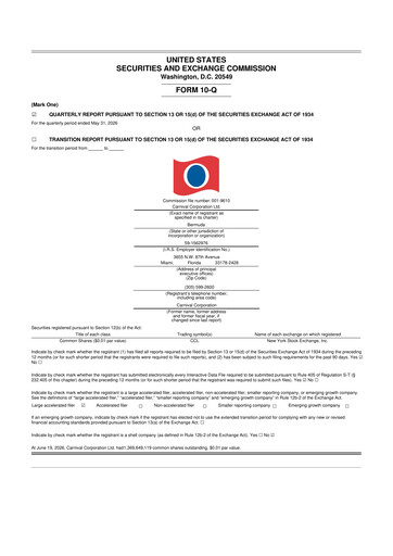 Thumbnail Carnival Corporation 10-Q Quarterly Report FY2026 