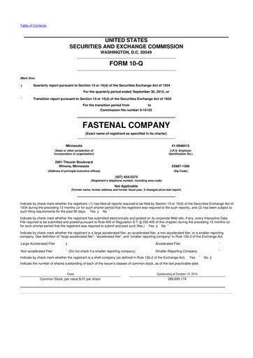 Vorschaubild Fastenal 10-Q Quartalsbericht 2015 