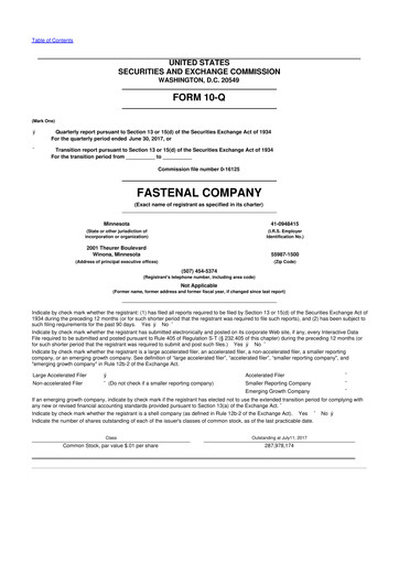 Vorschaubild Fastenal 10-Q Quartalsbericht 2017 