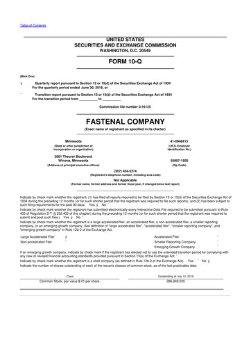 Vorschaubild Fastenal 10-Q Quartalsbericht 2018 