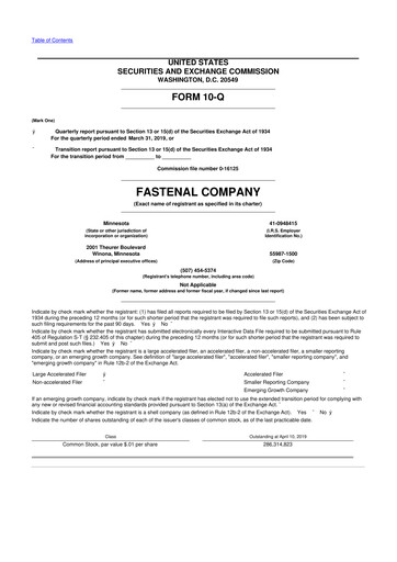 Vorschaubild Fastenal 10-Q Quartalsbericht 2019 