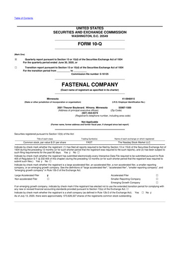 Vorschaubild Fastenal 10-Q Quartalsbericht 2020 