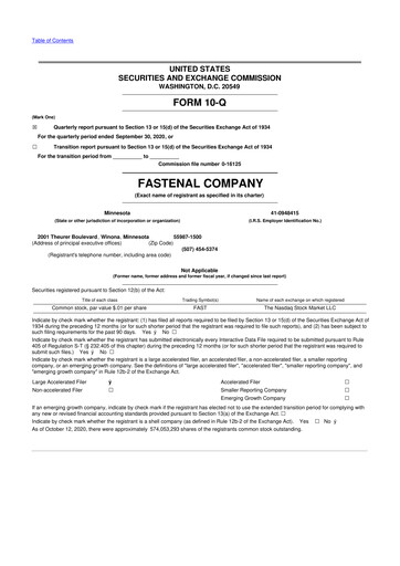 Vorschaubild Fastenal 10-Q Quartalsbericht 2020 