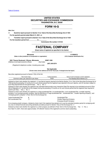 Vorschaubild Fastenal 10-Q Quartalsbericht 2021 