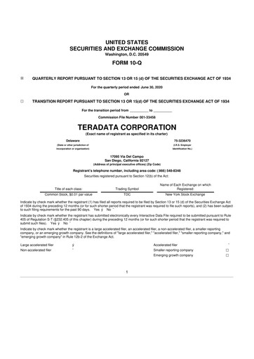 Thumbnail Teradata 10-Q Quarterly Report FY2020 