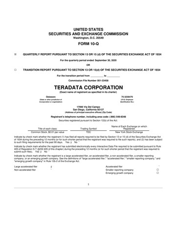Thumbnail Teradata 10-Q Quarterly Report FY2020 