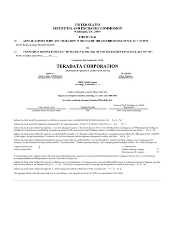 Thumbnail Teradata 10-K Annual Report 2020