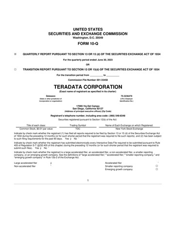 Thumbnail Teradata 10-Q Quarterly Report FY2023 