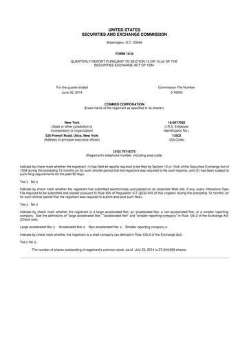 Thumbnail CONMED 10-Q Quarterly Report FY2014 