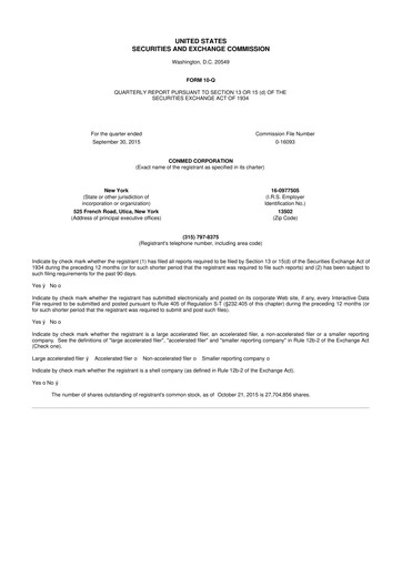 Thumbnail CONMED 10-Q Quarterly Report FY2015 