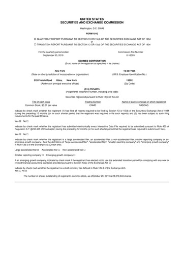 Thumbnail CONMED 10-Q Quarterly Report FY2019 