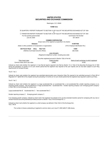 Thumbnail CONMED 10-Q Quarterly Report FY2020 