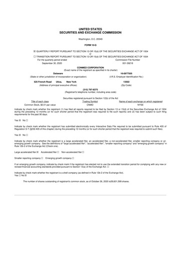 Thumbnail CONMED 10-Q Quarterly Report FY2020 