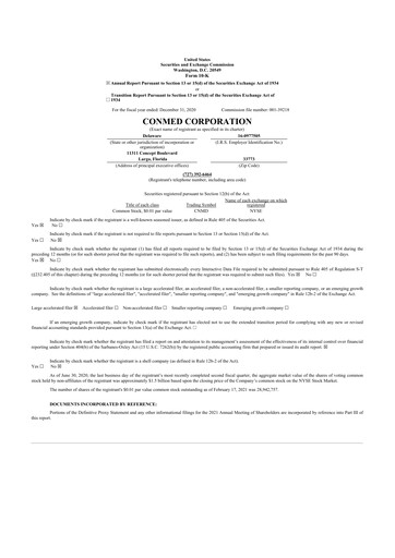 Thumbnail CONMED 10-K Annual Report 2020