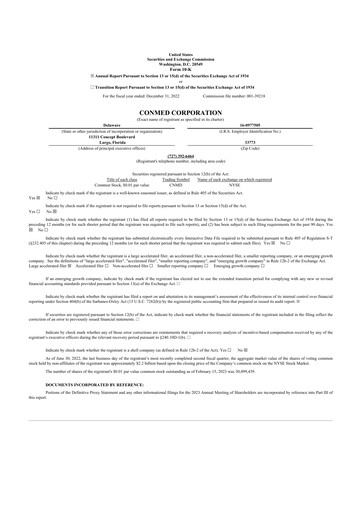 Thumbnail CONMED 10-K Annual Report 2022