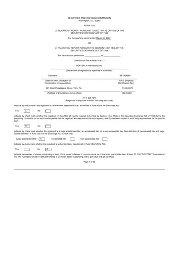 Thumbnail Dentsply Sirona
 10-Q Quarterly Report FY 