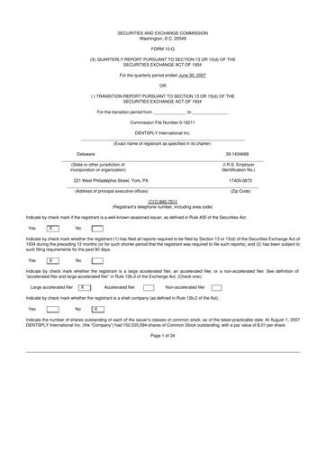 Thumbnail Dentsply Sirona
 10-Q Quarterly Report FY 