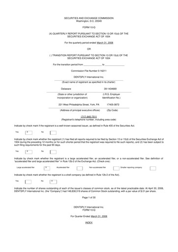 Thumbnail Dentsply Sirona
 10-Q Quarterly Report FY 