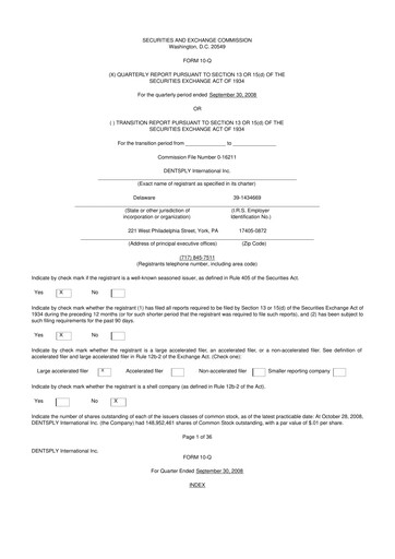 Thumbnail Dentsply Sirona
 10-Q Quarterly Report FY 