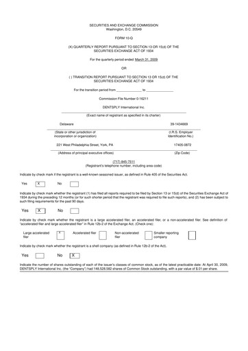 Thumbnail Dentsply Sirona
 10-Q Quarterly Report FY 