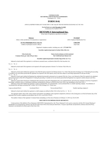 Thumbnail Dentsply Sirona
 10-K Annual Report 2013