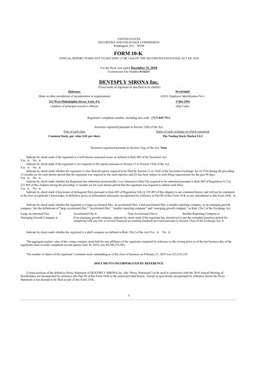 Thumbnail Dentsply Sirona
 10-K Annual Report 2018