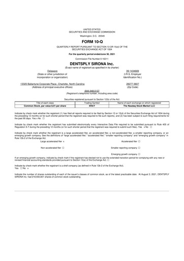 Thumbnail Dentsply Sirona
 10-Q Quarterly Report FY2021 