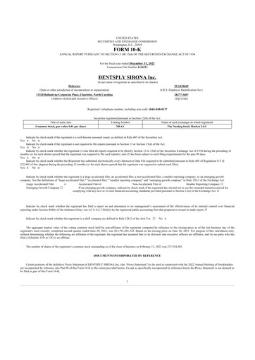 Thumbnail Dentsply Sirona
 10-K Annual Report 2021