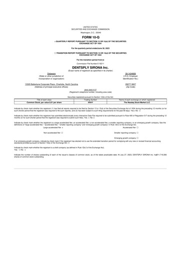 Thumbnail Dentsply Sirona
 10-Q Quarterly Report FY2023 