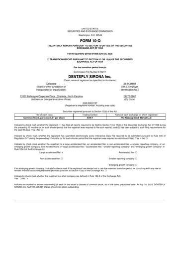 Thumbnail Dentsply Sirona
 10-Q Quarterly Report FY2025 