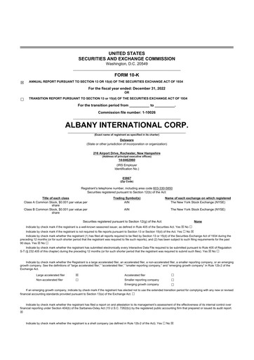 Thumbnail Albany International
 10-K Annual Report 2022