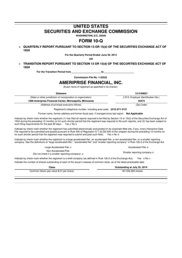 Thumbnail Ameriprise Financial
 10-Q Quarterly Report FY2014 