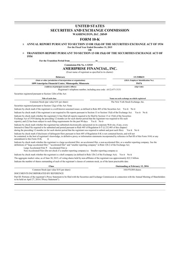 Thumbnail Ameriprise Financial
 10-K Annual Report 2015