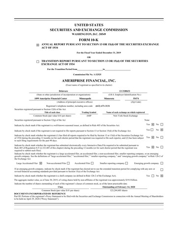 Thumbnail Ameriprise Financial
 10-K Annual Report 2019