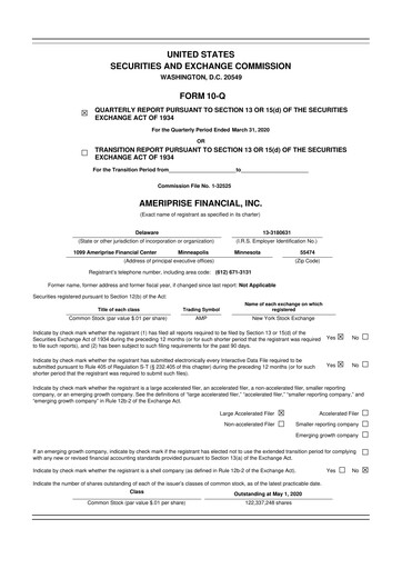 Thumbnail Ameriprise Financial
 10-Q Quarterly Report FY2020 