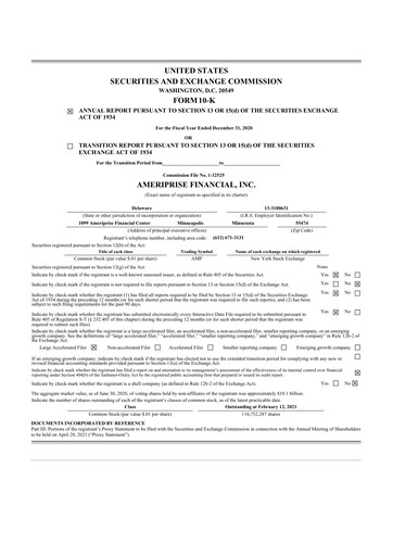 Thumbnail Ameriprise Financial
 10-K Annual Report 2020