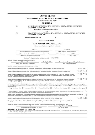 Thumbnail Ameriprise Financial
 10-K Annual Report 2021