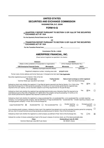 Thumbnail Ameriprise Financial
 10-Q Quarterly Report FY2024 