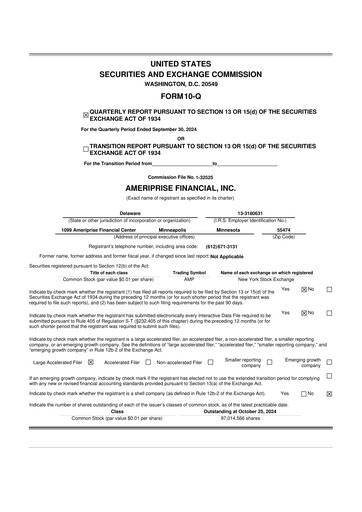 Thumbnail Ameriprise Financial
 10-Q Quarterly Report FY2024 