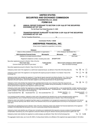 Vorschaubild Ameriprise Financial
 10-K Jahresbericht 2025