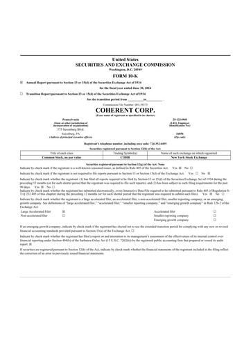 Thumbnail Coherent Corp. 10-K Annual Report 2024