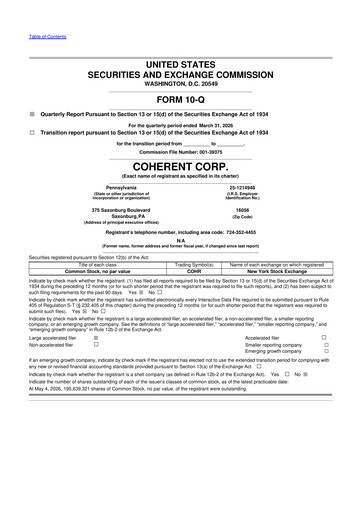 Thumbnail Coherent Corp. 10-Q Quarterly Report FY 