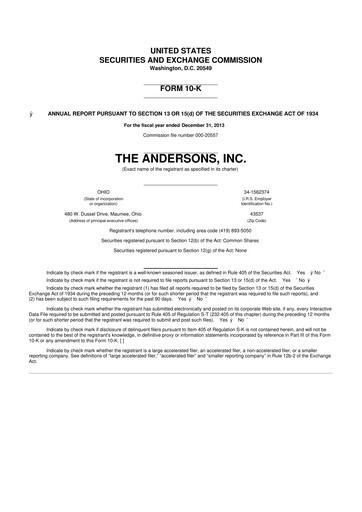 Miniature The Andersons, Inc. 10-K Rapport annuel 2013