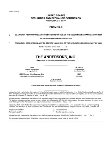 Thumbnail The Andersons, Inc. 10-Q Quarterly Report FY2014 