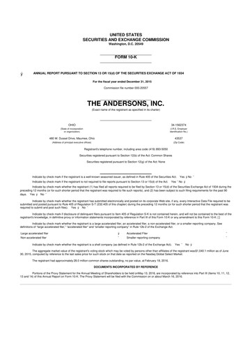 Miniature The Andersons, Inc. 10-K Rapport annuel 2015