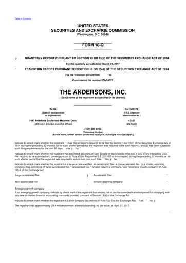 Thumbnail The Andersons, Inc. 10-Q Quarterly Report FY2017 